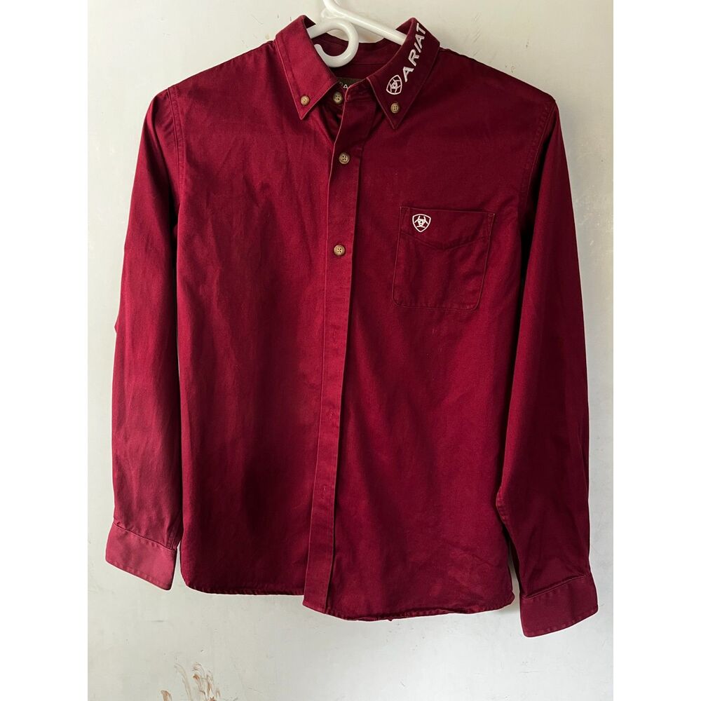 western country cowboy Ariat Burgundy  button down shirt